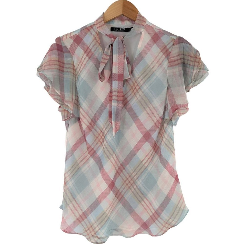 Women's Plaid Blouse - Pink and Blue